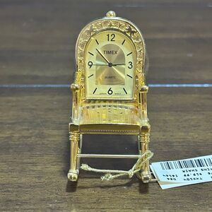Timex Miniature Rocking Chair Quartz Desk Clock Gold Tone